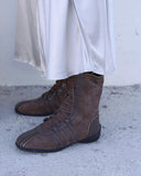 KYLETHOMASW  -  Retro Knight Boots Women's 2025 Spring Autumn Genuine Leather Lace-Up Western ort Boots Thi Bot Color Blo
