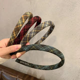 Kylethomasw French Retro Sponge Headband Women College Style Plaid Hair Band Elegant Temperament Hoop Hairband Girls Hair Accessories