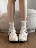 KYLETHOMASW  -  Mary Jane Ballet Flat Shoes Women's Thick Heel Internal Heightening Summer Fashionable All-Match Buckle Strap Match Skirts