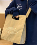 KYLETHOMASW  -  Retro Harajuku Letter Tote Bag Women Corduroy Large Capacity Stripe Shoulder Bag Ladies Korean Commute Versatile Crossbody Bags
