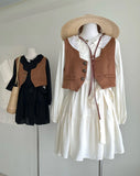 KYLETHOMASW  -  White Gentle Style Long-sleeved Dress for Women with Waist Slimming a Character