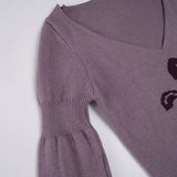 KYLETHOMASW  -  Cropped Sweater Pullover Women Embroidery Flowers V Neck Slim Stretch Long Sleeve Basic Vintage Y2k Harajuku Jumper