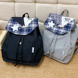 KYLETHOMASW  -  Star Plaid Spliced Mochila Students Bag Original Outdoor Mochilas Mujer College Style Bolsas Bags for Woman Y2k Backpack