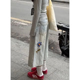 KYLETHOMASW  -  American Style Vintage Girl Jeans Loose Fit Wide Leg Straight Leg Denim Shorts Sensibility Design For Summer