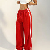 KYLETHOMASW  -  New Striped Pants Women Summer Fashion Streetwear Basic Straight Casual Slim Trousers Female Sexy Solid Simple Versatile Pants