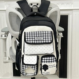 KYLETHOMASW  -  Japanese Women Student Ins Cute Backpack High-capacity Kawaii Sweet Embroidery Schoolbags Y2k Aesthetic Contrast Color Backpacks