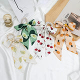 Kylethomasw New Fashion Women Hair Tie Fruit Bow Ribbon Korean Style Satin Pearl Long Ribbon Female Sweet Hair Accessories