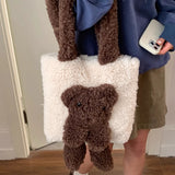 KYLETHOMASW  -  Cartoon Lamb Wool Women Winter Shoulder Bags Patchwork Kawaii Bear Handbags Y2k Aesthetic Chic Women Sweet Cute Handbags Fashion