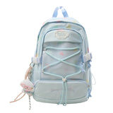 KYLETHOMASW  -  Women's Large Capacity Star Print Backpack Clear Mesh Pocket Heart Decor Adjustable Strap Casual Daily School Itabag New