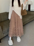 KYLETHOMASW  -   Sweet Cake Long Skirts Women Mesh New Loose Chic Summer 2024 OL Elegant Casual High Street Slim Gentle Vacation