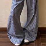 KYLETHOMASW  -  Y2k Plaid Pants for Women Vintage Versatile Korean Fashion Wide Leg Trousers High Waist Casual Streetwear Pantalones De Mujer