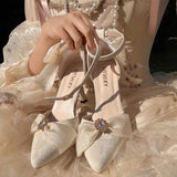 KYLETHOMASW  -  high heels for woman green purple wedding heels bow bridal heels designer shoes Lolita cosplay heels y2k heels rose