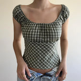 KYLETHOMASW  -  Sweet and fresh printed back strap with U-neck short top for girls, sexy and slim fit, backless versatile short sleeved shirt