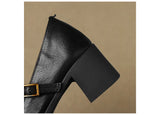 KYLETHOMASW  -  Butterfly-knot Elegant Shallow Mouth Women Pumps 2025 Mary Jane Fashion Square Toe Metal Buckle Thick Heel Dress Ladies Footwear