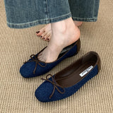 KYLETHOMASW  -  Polka Dot Butterfly-Knot Ballet Flats Women Round Toe Shallow Comfort Casual Dress Shoes Female Satin Elegant Footwear Women