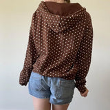 KYLETHOMASW  -  Hoodies Women Vintage Letter Printed Polka Dot Autumn Winter Pockets Y2k Harajuku Jackets Ladies Loose Sweatshirt