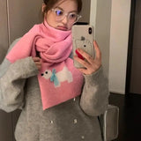 KYLETHOMASW  -  Sweet Hot Girl Japanese Style Cute Dog Knitted Scarf Women's Autumn/Winter Warm Scarf Fashion Female Trendy Accessories