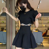 KYLETHOMASW  -  Fake Two Pieces 2025 New Summer Women French Hollow Fashion Dress