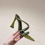 KYLETHOMASW  -  French Pointed Rhinestone Fine Heel Exposed Toe Sexy Nightclub High-heeled Sandals for Women