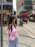 KYLETHOMASW  -  2025 Double Layered Ruffled Flower Bud Strapless Vest Women Summer New Sweet Temperament Versatile Sleeveless Top