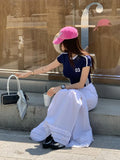 KYLETHOMASW  -  French Style Patchwork Mushroom Edge Split Skirt Women Summer New Versatile and Personalized A-line Long Skirts