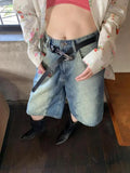 KYLETHOMASW  -  Summer New Korean Slim Denim Women Shorts Loose Casual Blue High Waist Shorts Female Fashion Street Simple Basic Woman Shorts