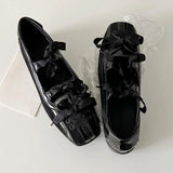 KYLETHOMASW  -  New Style Color Block Women Flats 2025 Mary Jane Square Toe Bow Sweet Women Shoes Casual Comfy Daily Dress Slip on Flats Shoes