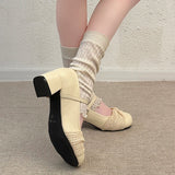 KYLETHOMASW  -  New Spring Thick Heel Women Mary Jane Shoes Concise Shallow Belt Buckle Shoes Ladies Lolita Style Elegant Dress Party Pumps