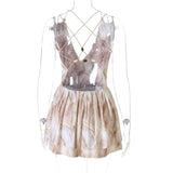 KYLETHOMASW  -  Neck Sling Skirt Printed Halter Strap Design Deep V-neck Dress