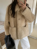 KYLETHOMASW  -  Winter Solid Warm Coats Thicken Women Lamb Wool 2025 Gentle Hot Sale Casual Office Lady Streetwear Chic New Slim