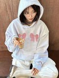 Kylethomasw Kawaii Bow Print Hoodies Women Y2k Long Sleeve Sweatshirt Oversized Sweet Girl Causal Loose Autumn Winter Clothes Ins