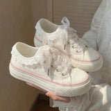 KYLETHOMASW  -  Girls Floral Lace Canvas Shoes New Summer Autumn Female Thick Bottom Casual Shoes Students Sweet Breathable Canvas Shoes