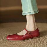 KYLETHOMASW  -  Womens Casual Flats Shoes Genuine Leather Mary Janle Shoes Moccasins Walking Lofers Shoes Females Retro Flats