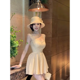 KYLETHOMASW  -  Sweet Waist Slimming Design Lace Splicing Temperament Light Luxury Dress for Women
