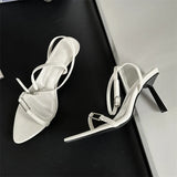 KYLETHOMASW  -  Summer Hollow Out Sandals Women Pointed Toe Thin High Heels Wedding Shoes Fashion Ankle Buckle Strap Ladies Pumps