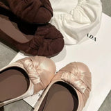 KYLETHOMASW  -  New French High-End Satin Slip-On Shoes for Women, Niche Twisted Round-Toe Flat Evening Ballet Shoes