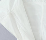 KYLETHOMASW  -  Sexy White Slash Collar Backless Midi Long Strapless Dress Women Pleated Folded Low Waist Pleated Ruched Hem Swing Party Robe