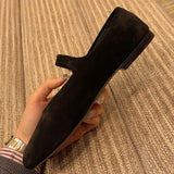KYLETHOMASW  -  Shallow Casual Ladies Soft Mary Jane Shoes Retro Black Square Toe Outdoor Dress Ballet Flats 2025 New Brand Women Footwear