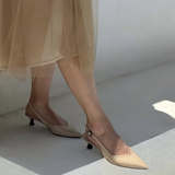 KYLETHOMASW  -  New Women Shoes Slip On Black Women Sandals Pointed Toe Slingbacks Pumps Wedding Shoes Low Heels Dress