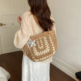 KYLETHOMASW  -  Vintage Crochet Woven Straw Shoulder Bag Women Large Capacity Beach Tote Bags New Trend Summer Handbags and Purses