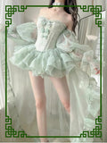 KYLETHOMASW  -  Birthday Party Sweet Princess Tube Top French Fairy Bow Off-shoulder Sling and High Waist Tutu Short Skirt High-end Set