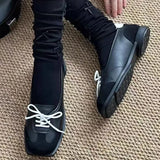 KYLETHOMASW  -  Novelty Lace Up Ballet Sneaker Flats Women Square Toe Splicing Design British Style Mary Jane Shoes Cozy Non-Slip Designer Pumps