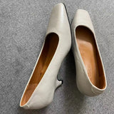 KYLETHOMASW  -  Leather Kitten Heels Pumps Shoes for Woman, Minimalist Office Slip on Zapatos Para Mujer,Elegant Footwear Chaussures Pour Femmes