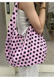 KYLETHOMASW  -  High-capacity Double-sided Dots Heart Handbags Women Sweet Y2k Aesthetic Tote Bags Casual Trendy Shpping Shoulder Underarm Bag