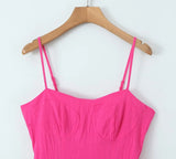 KYLETHOMASW  -  Sexy Rose Pink Bra Corset style Spaghetti Strap Mini Dress Women Backless Party Skater Low Waist Short Sling Robe Vestido