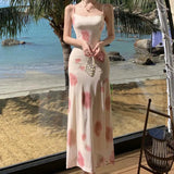 KYLETHOMASW  -  Blue Print Dress Women New Summer Sexy Strap Sleeveless Dresses Streetwear Casual Slim Fashion Club Party Female Elegant Dresses