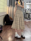 KYLETHOMASW  -  Vintage Plaid Skirt Women Preppy Style Harajuku Long Skirts Japanese Style Casual High Waist Maxi Skirts Streetwear