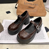 KYLETHOMASW  -  New Spring Vintage Platform Thick Bottom Women Mary Jane Shoes Shallow Round Toe Shoes Elegant Party Leather Shoes