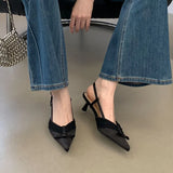 KYLETHOMASW  -  Pink Elegant Women Sandals Low Heel Shoes Fashion Pointed Toe Designer Pumps Slingback Shoes Ladies Stiletto Heels Sandals