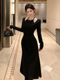 KYLETHOMASW  -  Chic Women Elegant Black Sexy Halter Slim Maxi Dress Evening Cocktail Party Club Prom Robe Female Vestidos Casual Spring Autumn
